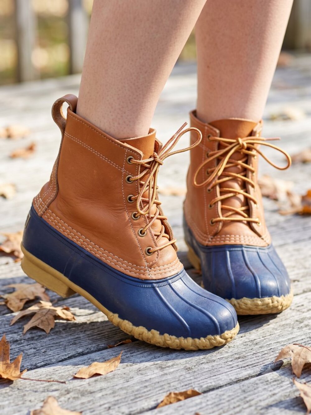 LL BEAN Boots blue rubber leather 6